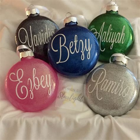 Glitter Personalized Ornaments - Etsy