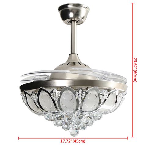 crystal ceiling fan light retractable blade – Pensber