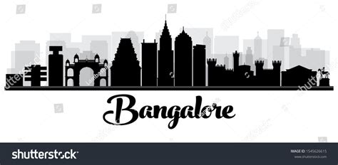 Bangalore India Skyline Silhouette Black Buildings: Stock-Vektorgrafik (Lizenzfrei) 1545626615