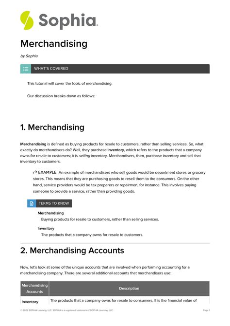 Merchandising-2 - examples - Merchandising by Sophia This tutorial will cover the topic of - Studocu