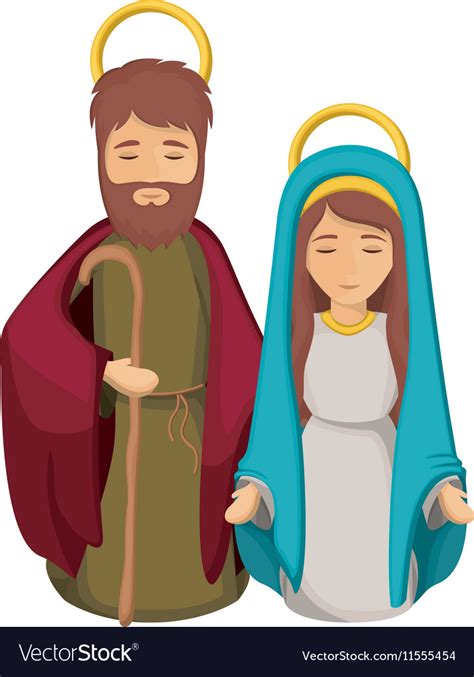 Mary and joseph cartoon of holy night design Vector Image