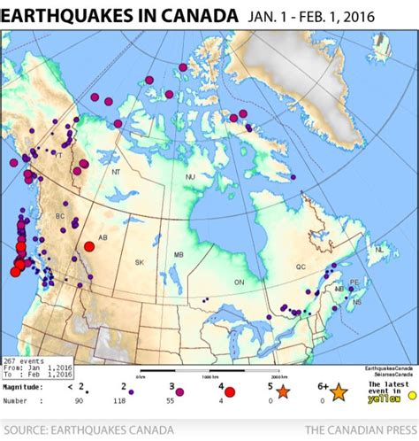 265 earthquakes have been recorded in Canada so far this year ...