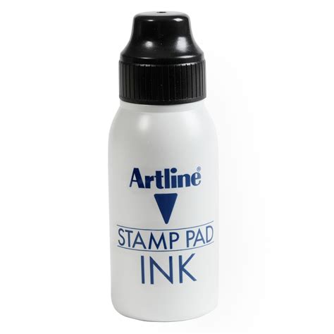 Artline® Ink for Stamp Pads. Bottle of stamp pad ink available in black, green, red and blue.