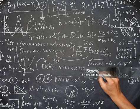 Teacher Hand Writing Complicated Math Formula On Blackboard Stock Photo - Download Image Now ...