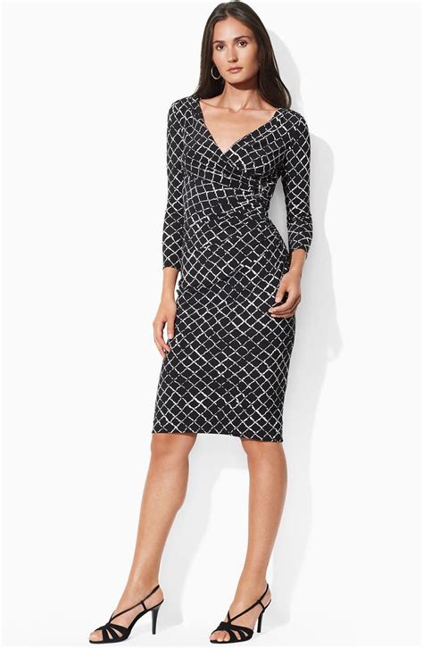 Lauren by Ralph Lauren Print Faux Wrap Jersey Dress | Nordstrom