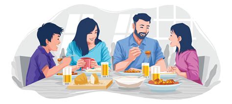 Family Eating Together Vector Art, Icons, and Graphics for Free Download