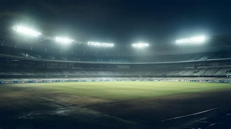 Premium Photo | A wide Shot Of Cricket Stadium At Night