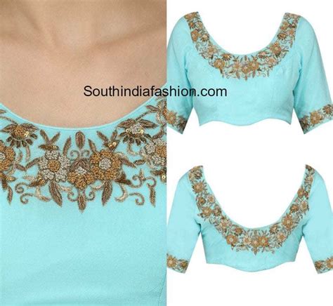 Floral Zardosi Work Blouse Designs – South India Fashion