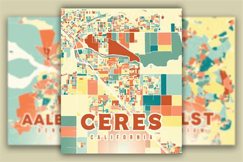 Ceres California Colorful Map Graphic by Poster Boutique · Creative Fabrica