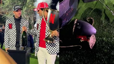 Netflix Cup: Carlos Sainz breaks trophy during F1 and golf crossover ...