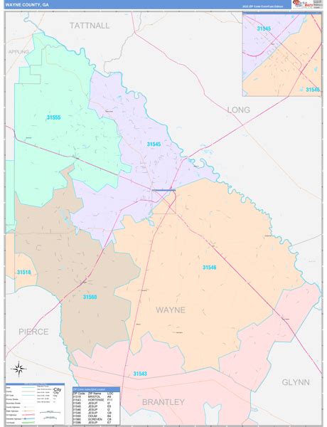 Wayne County, GA Wall Map Color Cast Style by MarketMAPS - MapSales