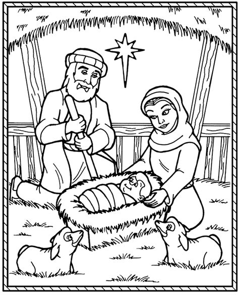 The birth of Jesus free coloring page