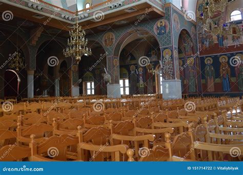 Interior of Saint George Church on Paralimni, Cyprus on June 12, 2018. Editorial Photography ...