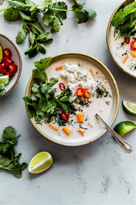 Vegan Thai Coconut Soup (Easy Tom Kha Gai) - A Beautiful Plate