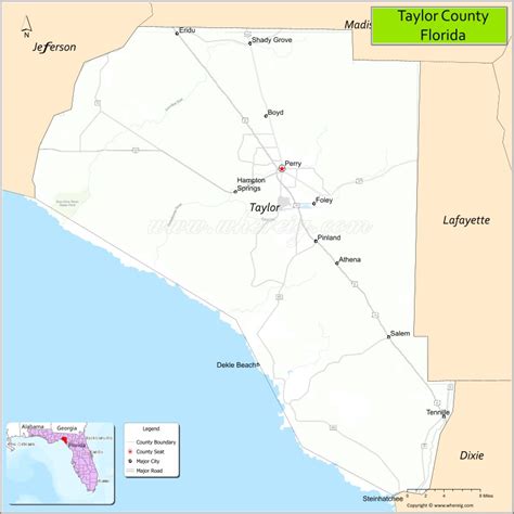 Taylor County Map, Florida, USA | Check Major Cities & Towns, County ...