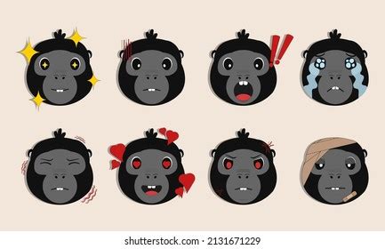 Gorilla Emoji Emoticons Many Expressions Vector Stock Vector (Royalty Free) 2131671229 ...