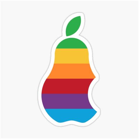 "Pear with Coloured Stripes - Apple Parody" Sticker for Sale by ...