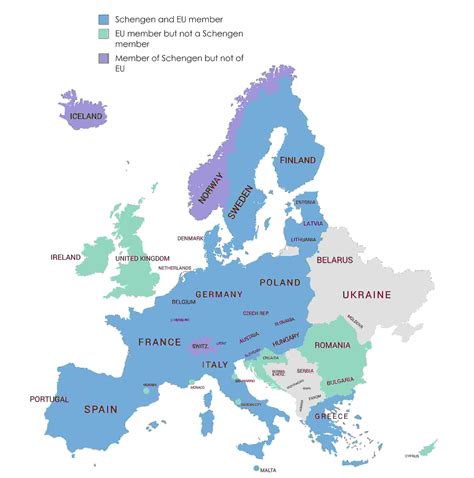 Schengen Zone Countries Map