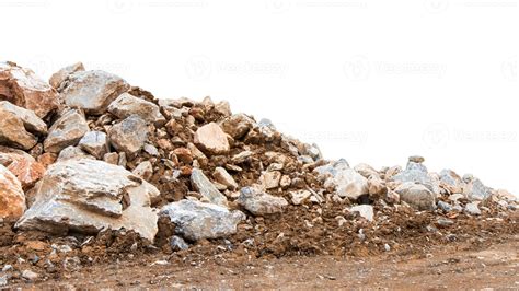 Isolate mountain pile of various rocks mixed with sandy loam. 7554848 ...