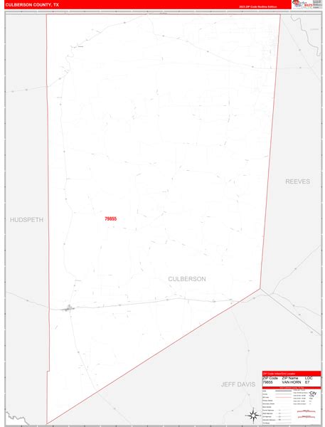 Culberson County, TX Carrier Route Wall Map Red Line Style by ...