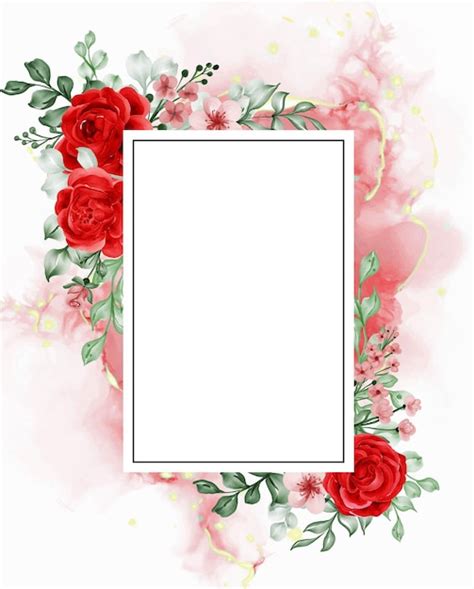 Premium Vector | Freedom rose red flower frame background with white space rectangle