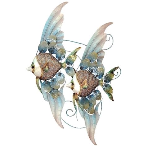 Metal & Capiz Shell Art Nouveau Double Banner Fish Wall Art 32x21" - Walmart.com