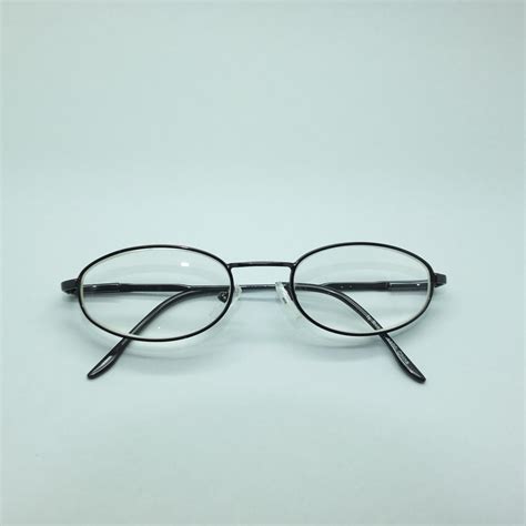 Reading Glasses Oval Polished Black Metal Wire Frame Strong +4.00 Strength - Reading Glasses