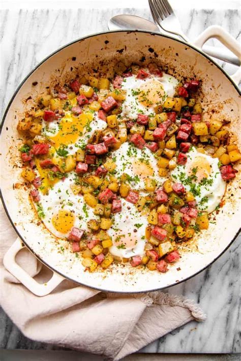 Easy Corned Beef Hash with Baked Eggs | Diethood