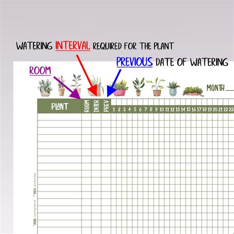 Printable Plant Watering Schedule Template PDF Calendar - Inspire Uplift