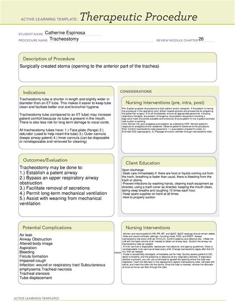 Tracheostomy Care Nursing Skill Template