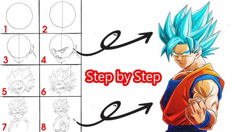 How To Draw Goku (SSj Blue) | Step By Step | Dragonball - YouTube