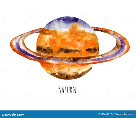 Planet Saturn. Watercolor Illustration Stock Illustration - Illustration of nature, concepts ...