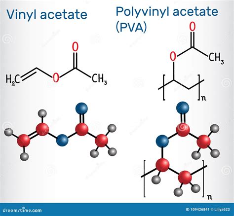 Polyvinyl Acetate PVA Polymer, Chemical Structure. Main Component Of Wood Glue Or Carpenter`s ...