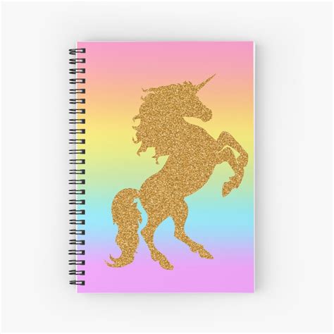 "Rainbow Glitter Unicorn" Spiral Notebook for Sale by littlebeane | Redbubble