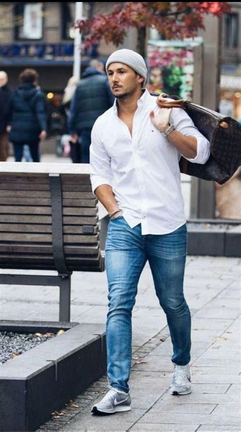 How to style Men's white button up shirt and jeans | Casual shirts ...