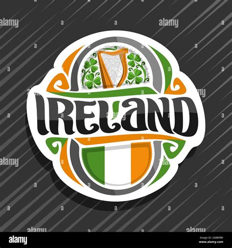 Vector logo for Ireland country, fridge magnet with irish flag ...