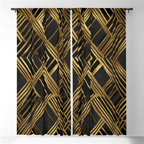 Black and gold Blackout Curtain by AbstractMagic | Society6