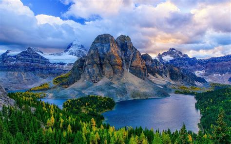 Fonds d'écran Canada, Alberta, montagnes, lacs, forêt, automne ...