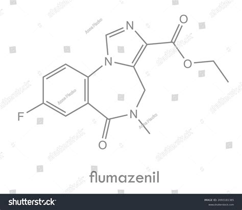 Estructura flumazenil. Molécula antídoto de benzodiazepinas.: vector de ...