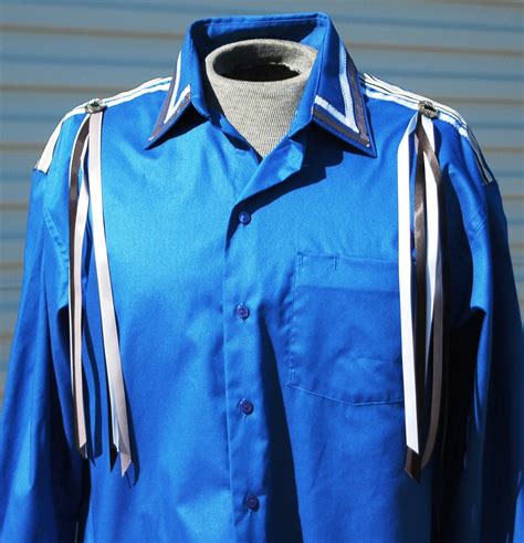 Royal Blue Native American Mens Ribbon Shirt by OLearStudios