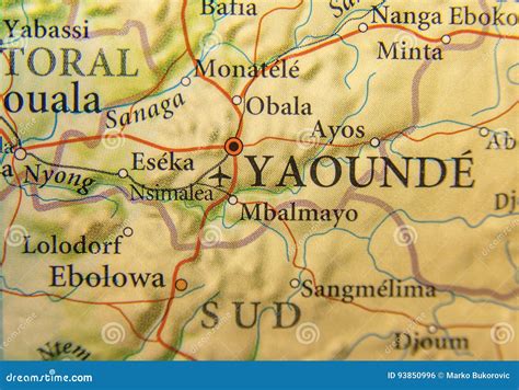 Geographic Map of Cameroon with Capital City Yaounde Stock Photo ...