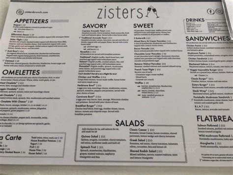 Menu of Zisters in Elm Grove, WI 53122