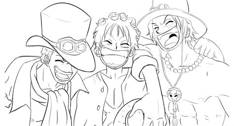 Luffy and Brothers coloring page - Download, Print or Color Online for Free