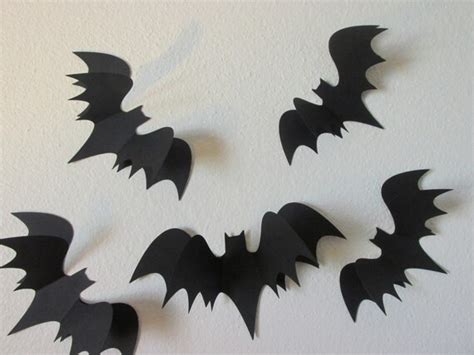 3D bats wall bats paper wall art bat silhouettes 5 large 3D | Etsy