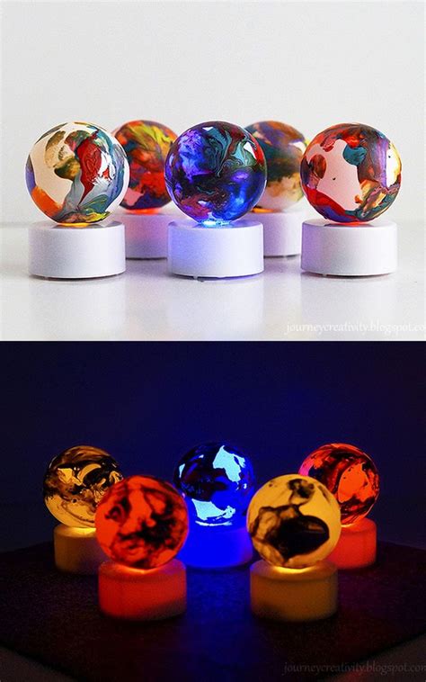 DIY Ping Pong “Planets” Tea LightsMake these pretty lights using ping pong balls, electric tea ...