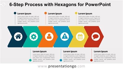 6-Step Process with Hexagons for PowerPoint - PresentationGO.com