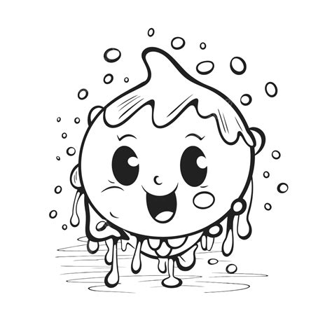 Cartoon Coloring Pages Of Fruit Character With Cartoon U Shaped Water Splash Outline Sketch ...