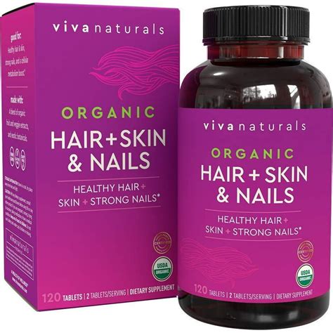 Organic Hair Skin and Nails Vitamins for Women with Biotin, Hair ...