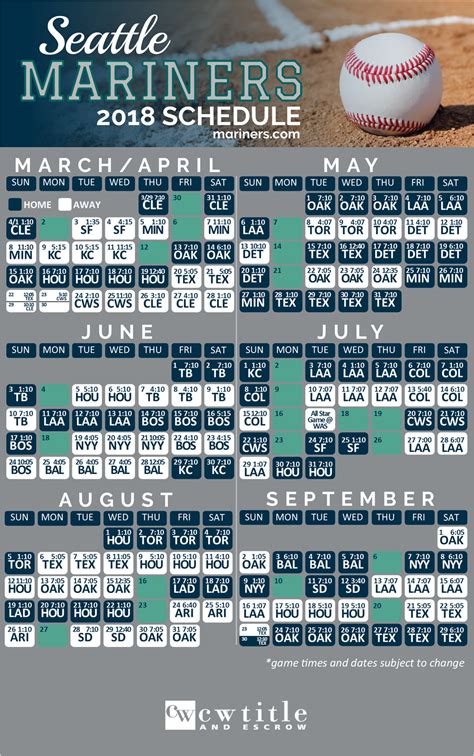 Seattle Mariners Schedule 2018 - Leslie Fox