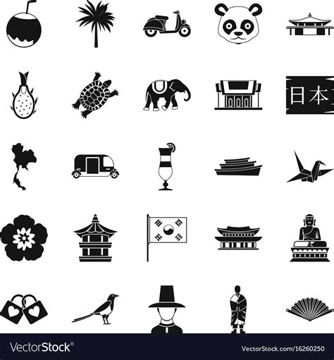 Countries in asia icons set simple style Vector Image